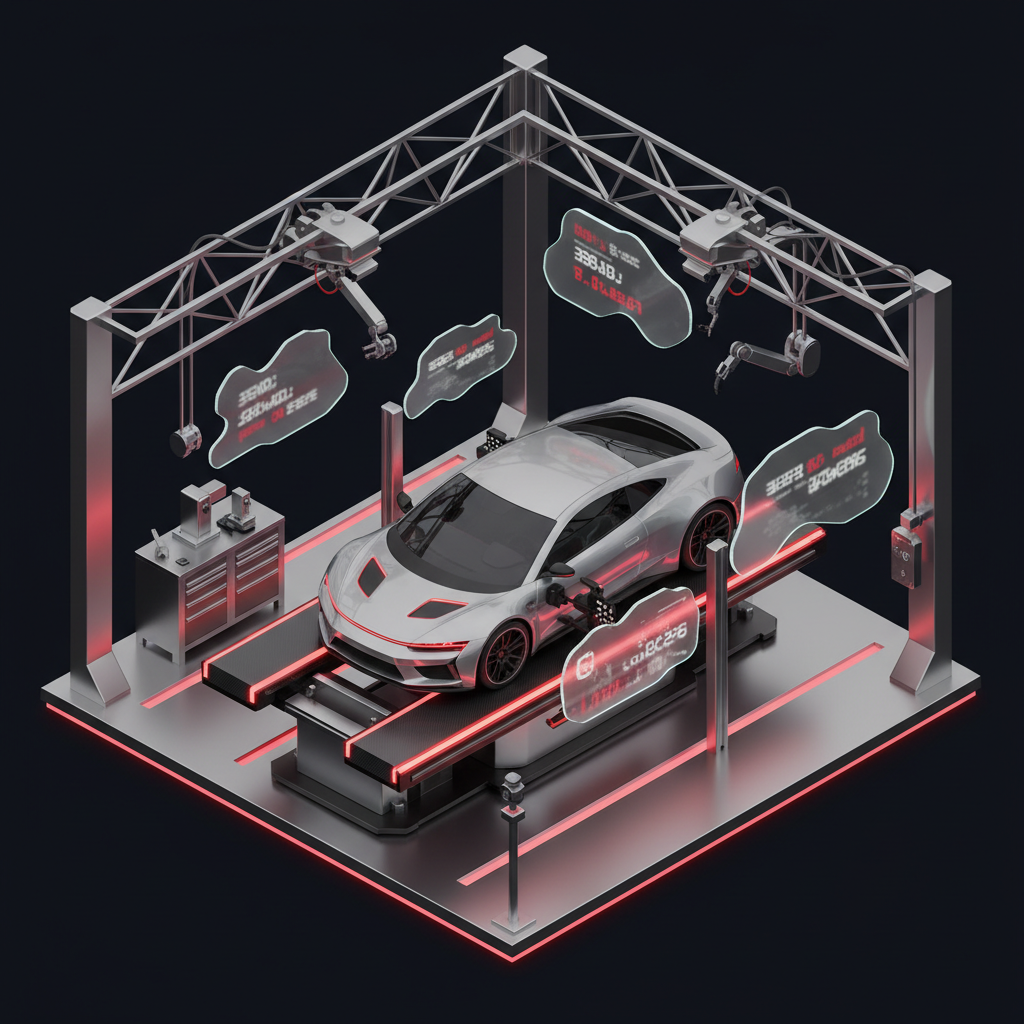 Car-O-Liner precision chassis alignment bench in a professional automotive workshop